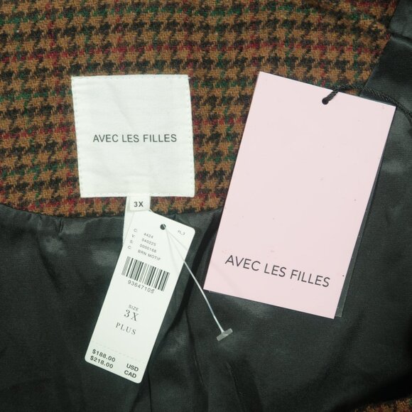Avec Les Filles Hourglass Double Breasted Blazer Womens 3X Brown Wool New - Picture 5 of 6
